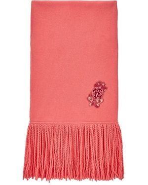 Roberto Cavalli Fringed Logo Scarf - Red
