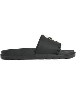 Karl Lagerfeld Logo-Embossed Slides - Black