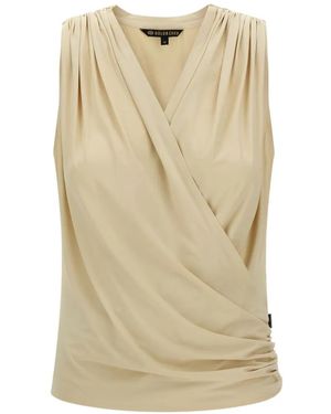 Goldbergh Calipso Crossed Draping V-Neck Top - Natural