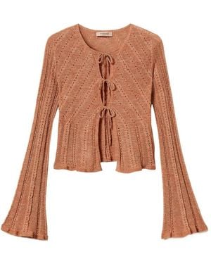 Twinset Tie-Front Knitted Cardigan - White