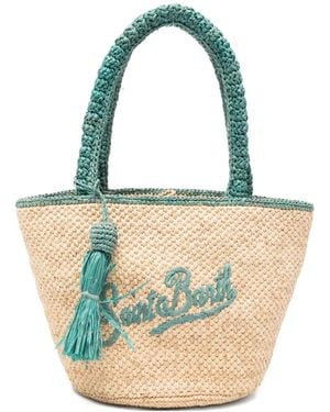 MC2 Saint Barth Marcy Woven Raffia Tote Bag - Blauw