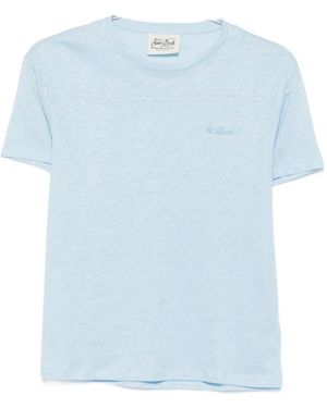MC2 Saint Barth Embroidered Linen T-Shirt - Blue