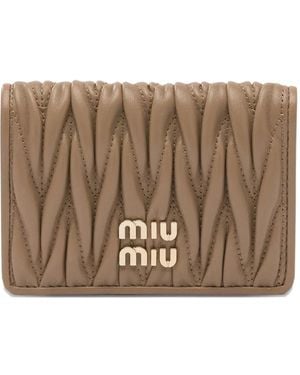 Miu Miu Portemonnaie Mit Logo-Stickerei - Braun
