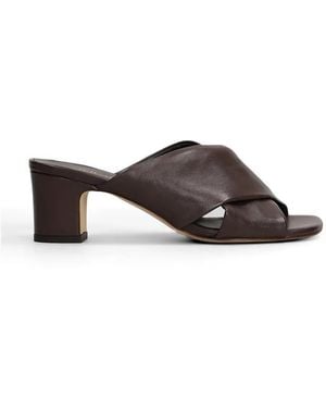 Julie Dee Crossover-Strap Mules - Brown