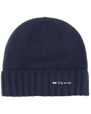 Kiton リブニット ビーニー - ブルー