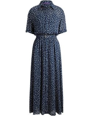 Ralph Lauren Geometric-Print Belted Midi Day Dress - Blue