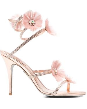 Rene Caovilla Jolenefloral-Embellished Sandals - Pink