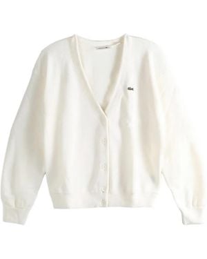 Lacoste V-Neck Cardigan - White