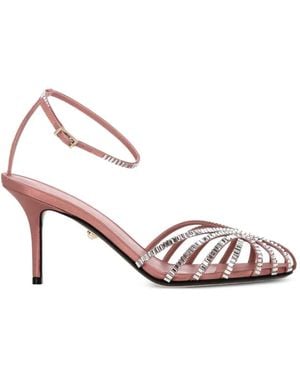 ALEVI Penelope Crystal-Embellished Silk Sandals - Pink