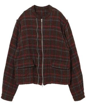 Undercover Checked Zip-Up Jacket - Brown