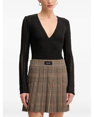 BOSS V-Neck Long-Sleeve Bodysuit - Black