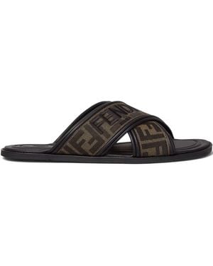 Fendi Sandalen Mit Logo-Muster - Schwarz