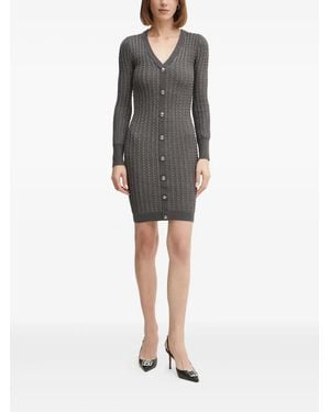 Guess Cable-Knit Button-Front Midi Dress - Black