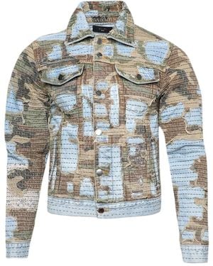 Amiri Camo Boro Repair Denim Jacket - Blue