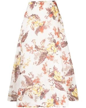 Zimmermann Matchmaker Printed Linen-blend Maxi Skirt - Natural