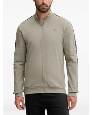 Guess Logo-Taped Full-Zip Sweatshirt - Grey