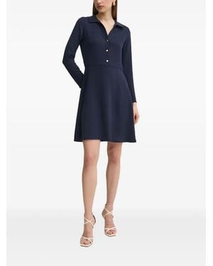 Morgan Rdinar Button-Up Long-Sleeve Dress - Blue