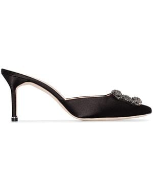 Manolo Blahnik Hangisi 70Mm Appliqué Mules - Black