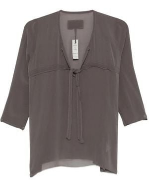 Private 0204 V-Neck Blouse - Grey