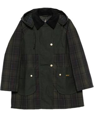 Barbour Cappotto Elsie Con Cappuccio E Inserti Tartan - Nero
