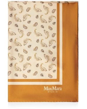 Max Mara Paisley-Print Silk Scarf - Metallic