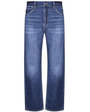 7 For All Mankind Faded-Effect Whiskered Jeans - Blue