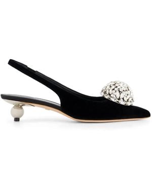 Giambattista Valli ビジュー スリングバック パンプス - ブラック