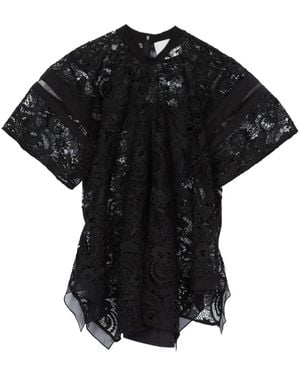 3.1 Phillip Lim Oberteil Mit Spitzeneinsätzen - Schwarz
