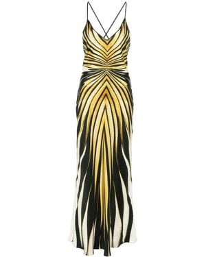 Roberto Cavalli Abstract-Print Slip Dress - Metallic