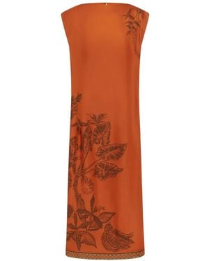 ALÉMAIS Monkey Floral-Print Midi Dress - Orange