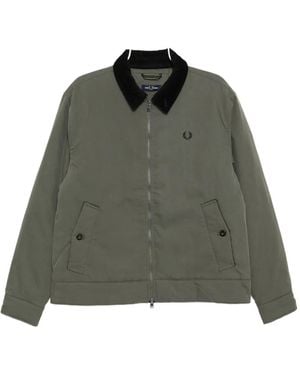 Fred Perry Gefütterte Jacke Mit Cordkragen - Grün
