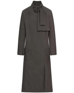 Courreges Buckle Cotton Trench Coat - Grey