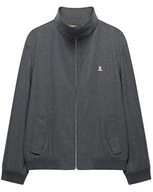 Shanghai Tang Meow Meow Chenman-Patch Zipped Jacket - Grey