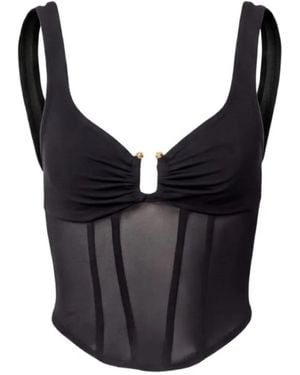 Viktoria & Woods Mesh-Panelled Corset Top - Black