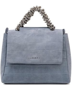 Orciani Crocodile-Effect Chain Handle Tote Bag - Blue
