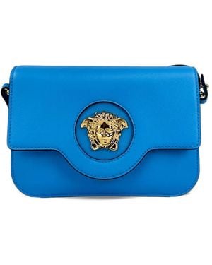 Versace La Medusa Leather Shoulder Bag - Blue