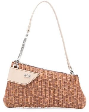 Gcds Comma Notte Raffia Shoulder Bag - White