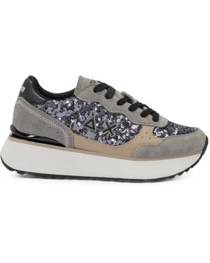 Sun 68 Big Ally Sequin-Embellished Platform Sneakers - White