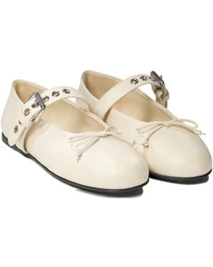 Miu Miu Ballerinas mit Schnallenschleife - Natur