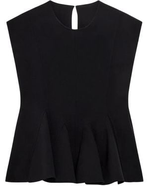 Another Tomorrow Double-Face Godet Top - Black