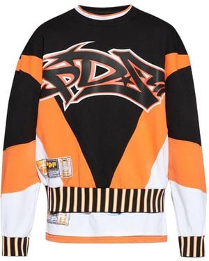 PDF Striped Graphic-Print Sweatshirt - Black