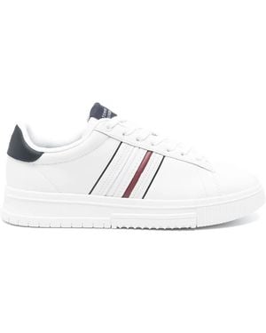 Tommy Hilfiger Leather Logo-Debossed Trainers - White