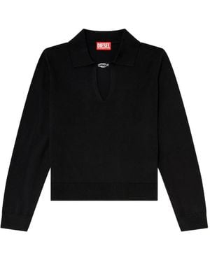 DIESEL Oval D Pullover Mit Schlüssellochausschnitt - Schwarz