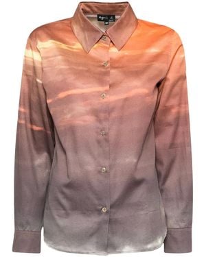 agnès b. Graphic Print Long-Sleeves Shirt - Gray