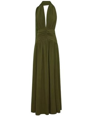 Nicholas Halterneck Ruched Maxi Dress - Green