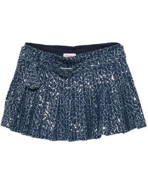 Charles Jeffrey Minijupe Plissée À Sequins - Bleu