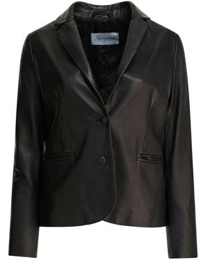 Semler Buttoned Leather Blazer - Black