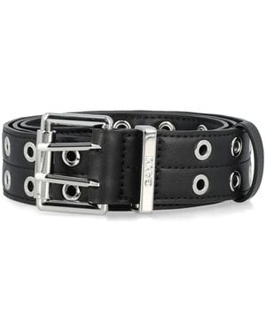 Ganni Double Eyelet Belt - Black
