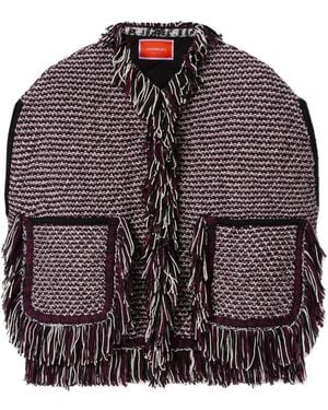 La DoubleJ Camelia Cape Mit Fransenbesatz - Schwarz