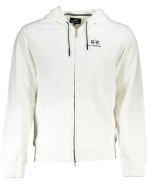 La Martina Logo-Embroidered Zip-Up Cotton Hoodie - White